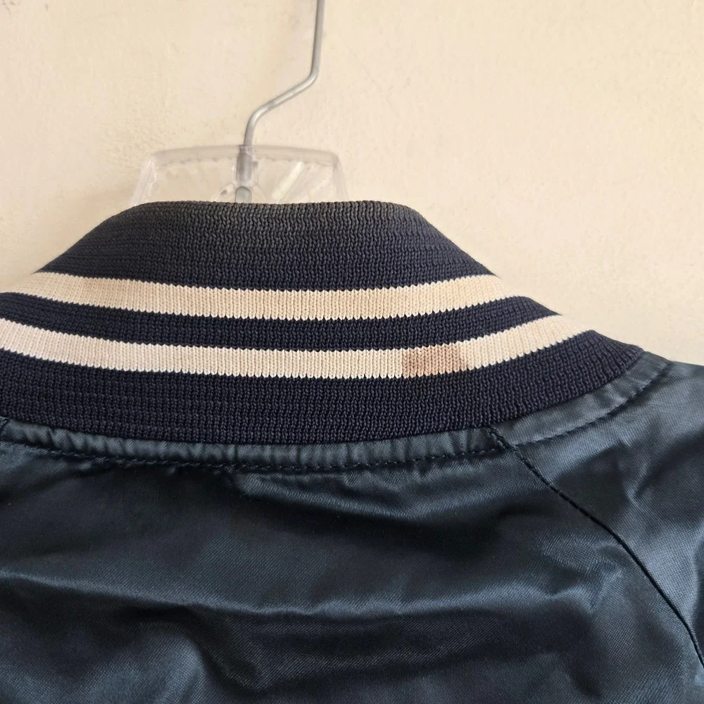 Auburn Sportswear Large Bomber Jacket Mens Navy Blue Fair‎ Vintage Braves Carl